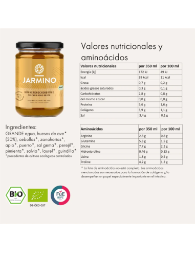 Caldo de Huesos de Pollo BIO 350ml Jarmino